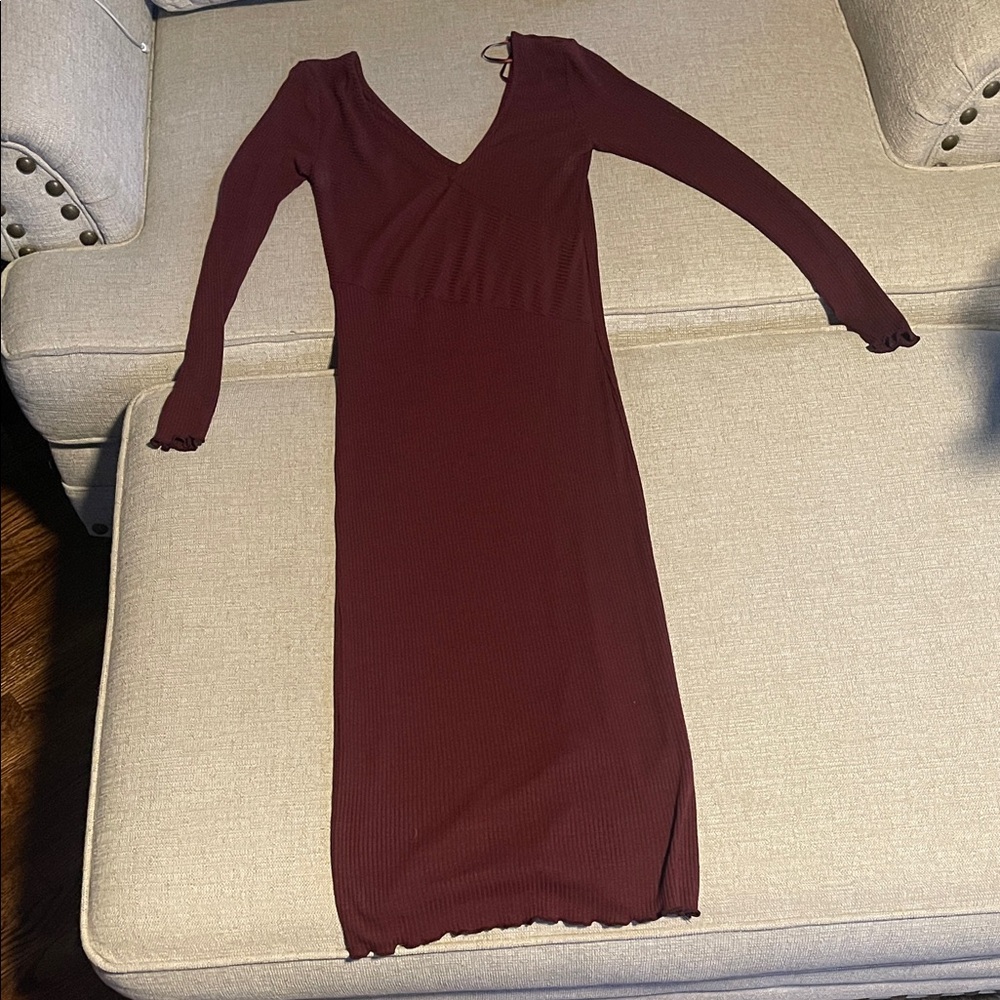 Burgundy Long Sleeve Dress